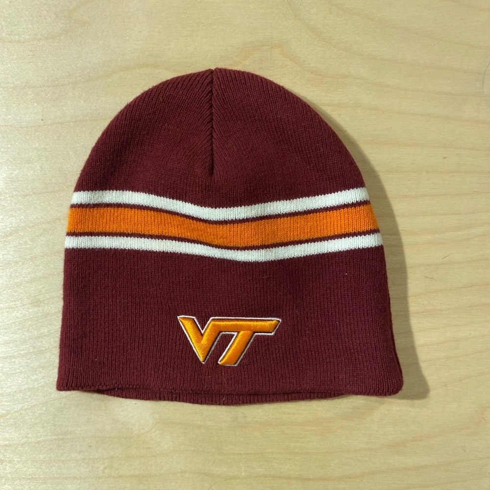 Kids Maroon Beanie with VT Logo (MW)